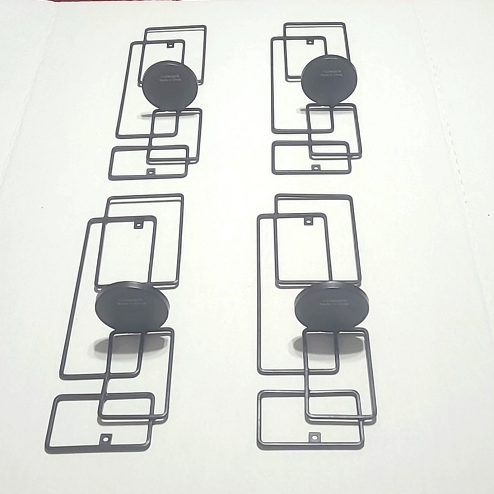 4 Black Multiple Squares Wall Candle Holders